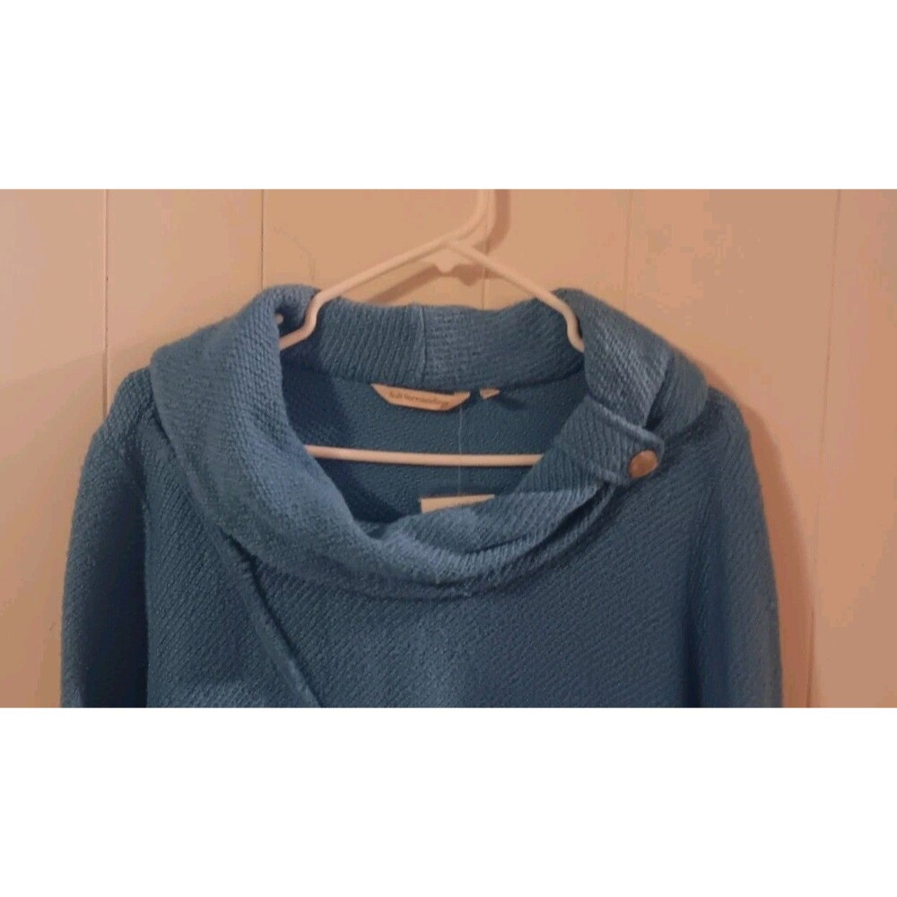 Soft Surroundings Sweater Tunic Knit Asymmetric Hem Button Blue XLarge - Picture 2 of 5
